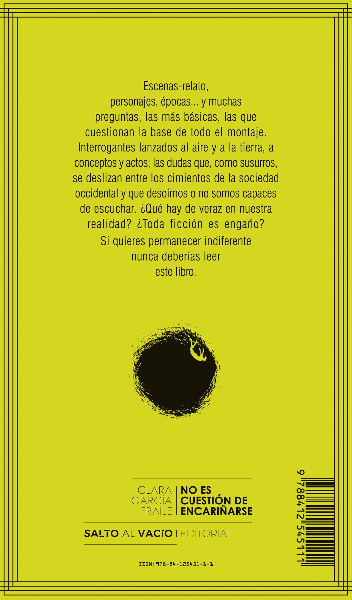 No es cuestión de encariñarse - Contraportada